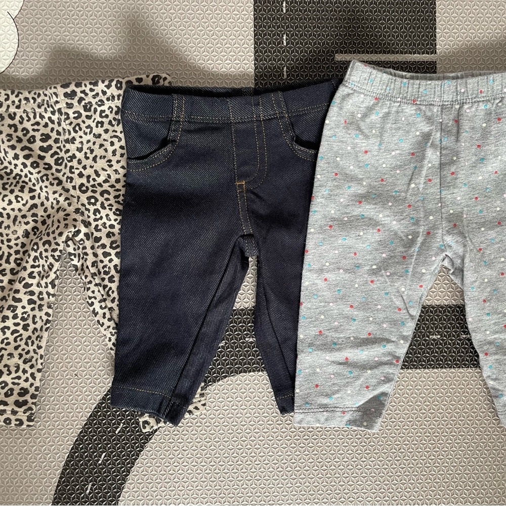 Set of 3 Newborn Baby Girl Pants - Baby Girl Newborn Leggings Bundle